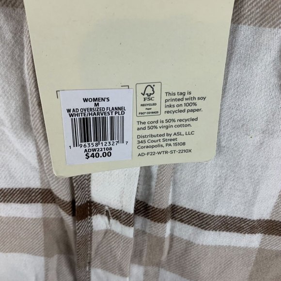 Alpine Design Shirt Women's Medium Beige Plaid Cotton Flannel Button-Up 7005 - Picture 3 of 7